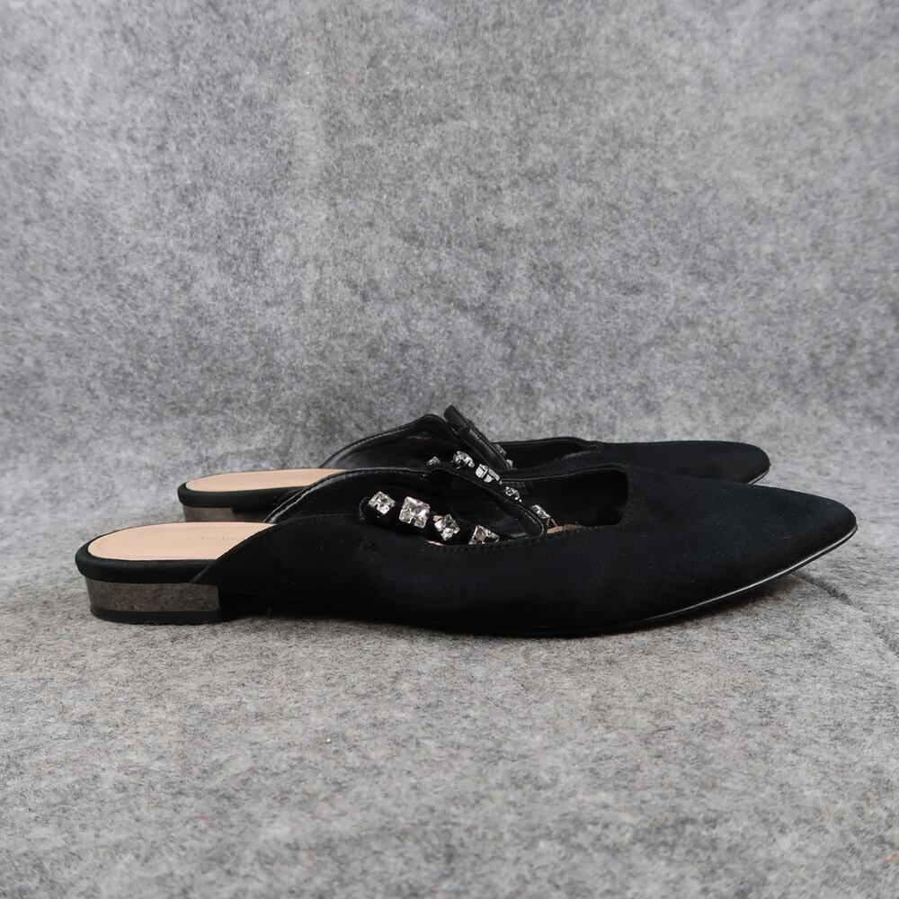 Banana Republic Shoes Womens 7 Mule Rhinestone Strap Slip On Black Fashion Flats